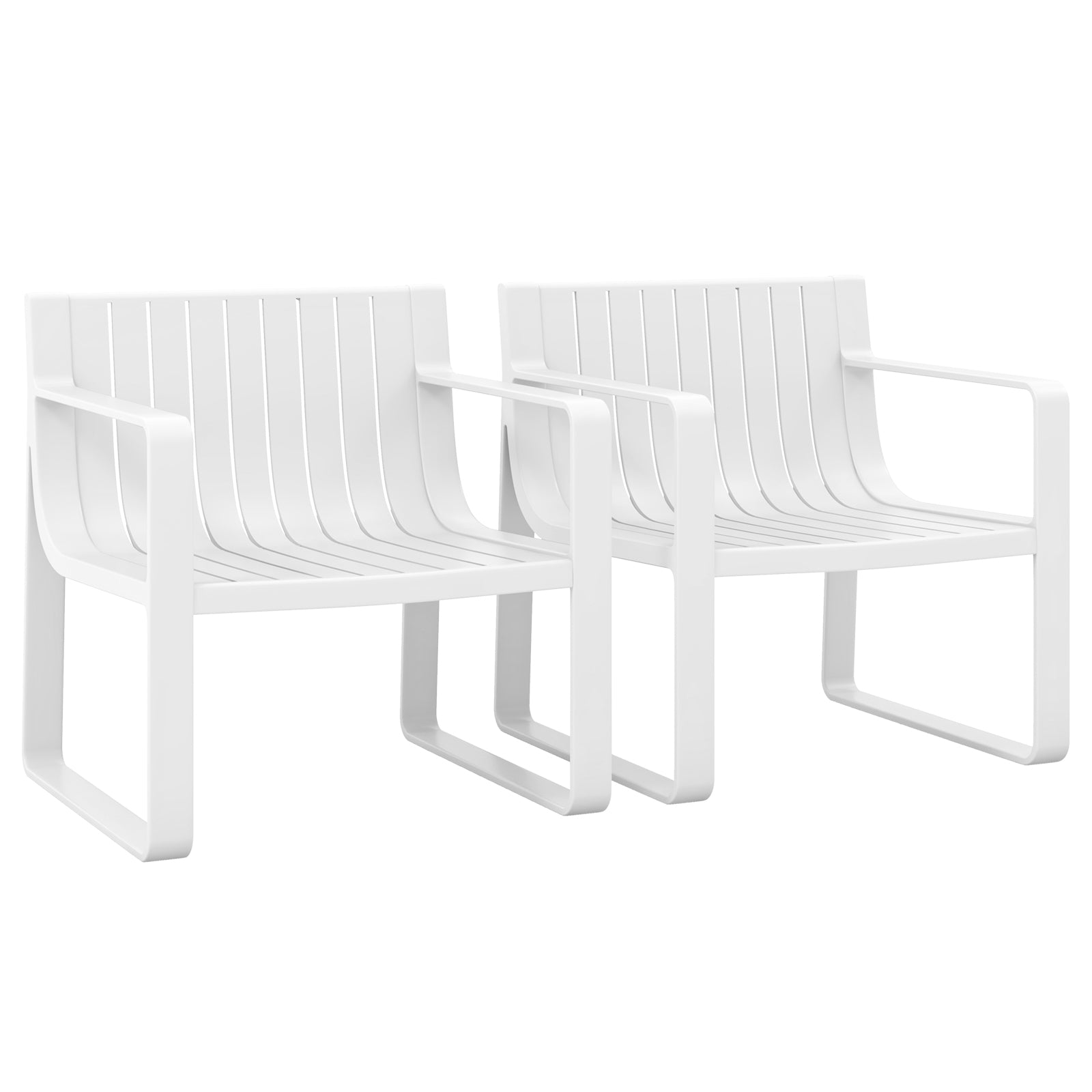 Patio Chairs Set of 2 with Curved Backrests and Seats-Blue - White