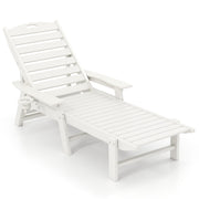 Patio Chaise Lounge Chair with 4 Position Backrest-White