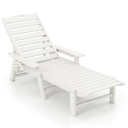 Patio Chaise Lounge Chair with 4 Position Backrest-White