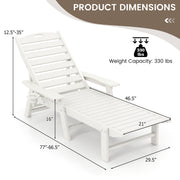 Patio Chaise Lounge Chair with 4 Position Backrest-White