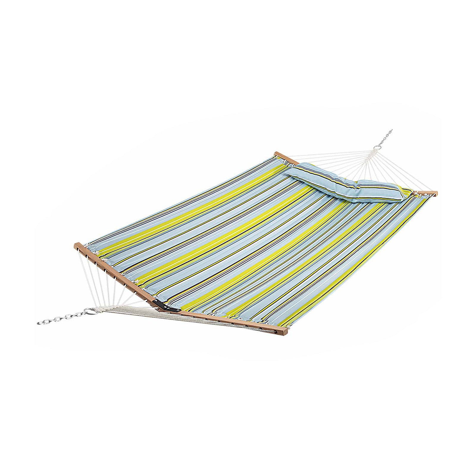 Patio Hammock Foldable Portable Swing Chair Bed with Detachable Pillow-Blue - Blue