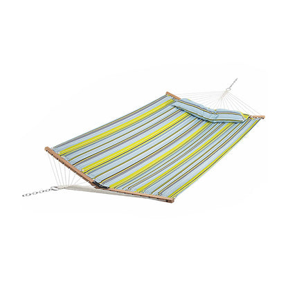 Patio Hammock Foldable Portable Swing Chair Bed with Detachable Pillow-Blue - Blue