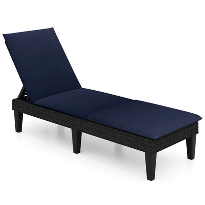 Patio Lounge Chair 3-Position Adjustable Backrest and Cushion-Blue