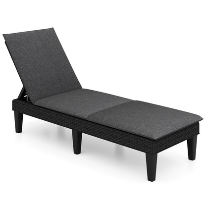 Patio Lounge Chair 3-Position Adjustable Backrest and Cushion-Gray
