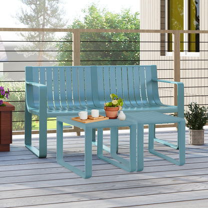 Weather-resistant Plastic 2-Person Bench with Curved Backrest