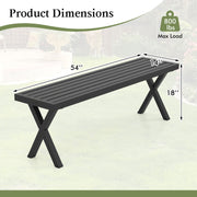 Patio Metal Bench with Slatted Seat and X Legs