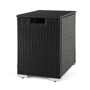 2-in-1 Patio Rattan Gas Propane Tank Cover for 20 lbs Propane Tanks-Black