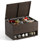 PE Rattan Storage Bin with Waterproof Liner for Patio Cushions