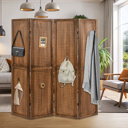 Pegboard Display with 360¬∞ Metal Hinges and Solid Wood Frame-4 Panel