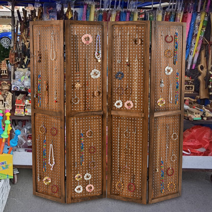 Pegboard Display with 360¬∞ Metal Hinges and Solid Wood Frame-4 Panel