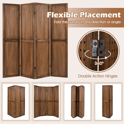 Pegboard Display with 360¬∞ Metal Hinges and Solid Wood Frame-4 Panel