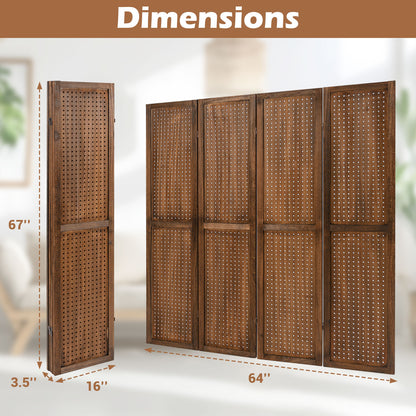 Pegboard Display with 360¬∞ Metal Hinges and Solid Wood Frame-4 Panel