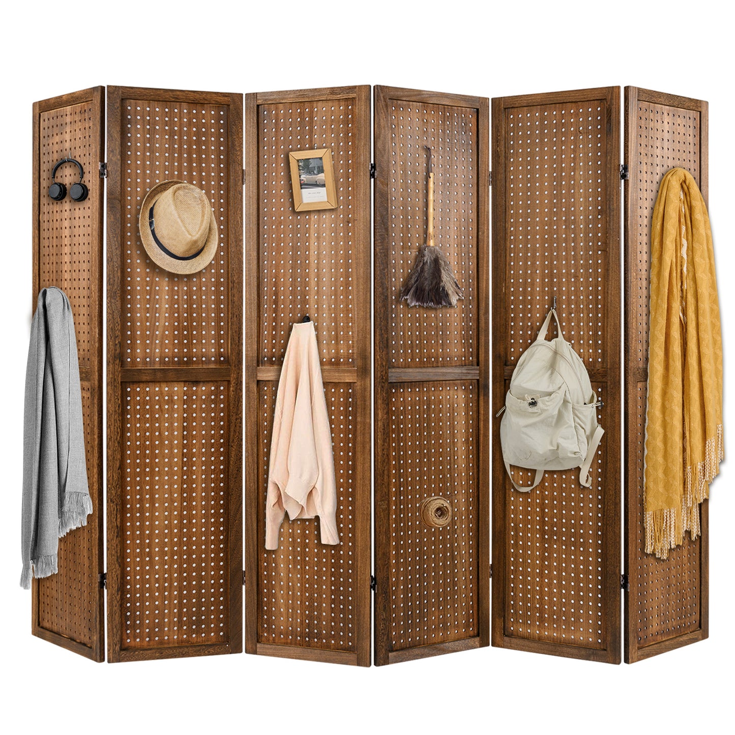 Pegboard Display with 360¬∞ Metal Hinges and Solid Wood Frame-6 Panel