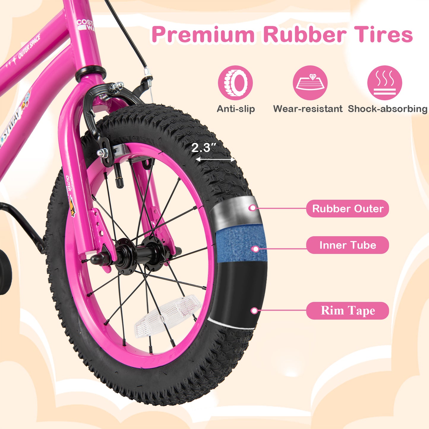 16-Inch Kids Bike for 4-7 Years Old Adjustable with Removable Training Wheels-16 inches