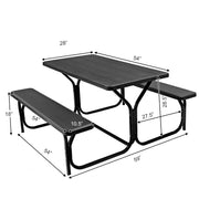 HDPE Outdoor Picnic Table Bench Set with Metal Base-Black