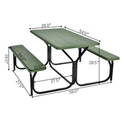 Outdoor Picnic Table Bench Set for Camping-Green
