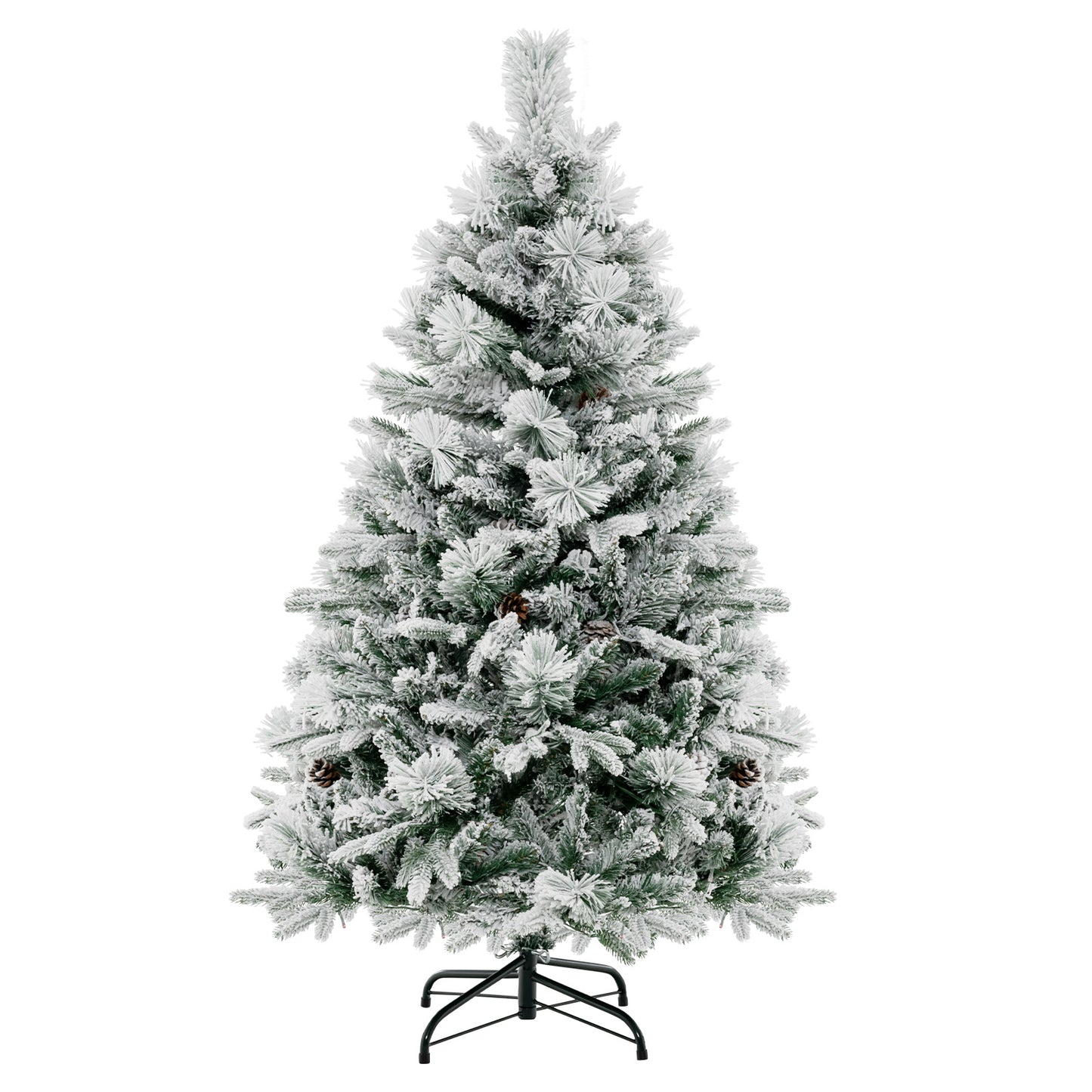 4.5/6/7 Feet Artificial Xmas Tree with Pine Needles and LED Lights-4.5 ft - 4.5 Ft