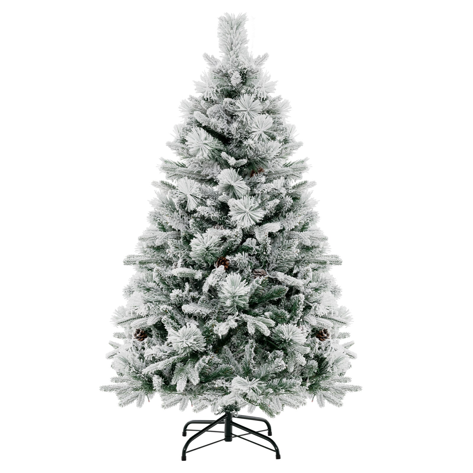 4.5/6/7 Feet Artificial Xmas Tree with Pine Needles and LED Lights-4.5 ft - 4.5 Ft