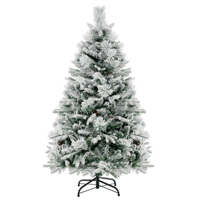 4.5/6/7 Feet Artificial Xmas Tree with Pine Needles and LED Lights-4.5 ft - 4.5 Ft