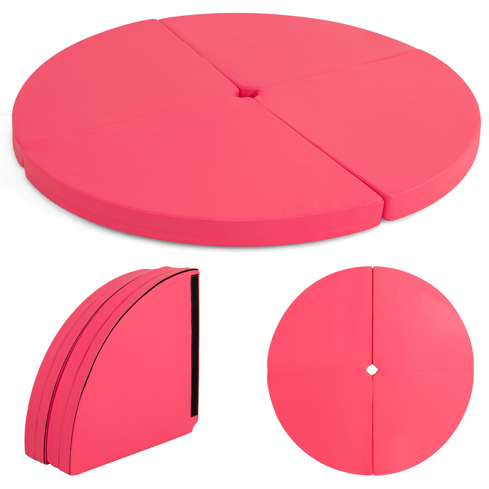 Pole Dance Crash Mat Round Portable Yoga Mat with EPE Foam-Black - Pink