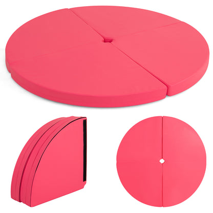Pole Dance Crash Mat Round Portable Yoga Mat with EPE Foam-Black - Pink