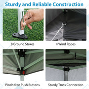 11 X 11 FT Pop Up Gazebo with Mesh Netting and Double Roof-Gray