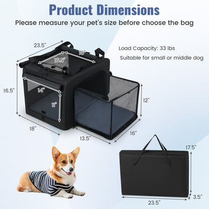 Portable Foldable Pet Carrying Bag with 2 Openings and Comfy Cushion