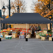 10 x 20 FT Pop up Canopy Tent Foldable Portable Outdoor Gazebo with Carry Bag-Black
