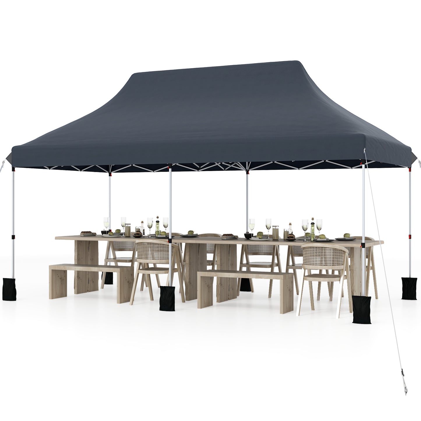 10 X 20 FT Pop up Canopy Tent Foldable Portable Outdoor Gazebo with Carry Bag-Blue