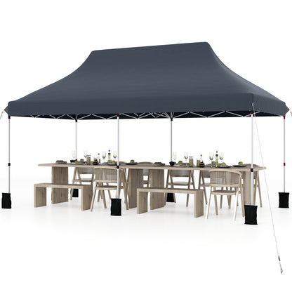 10 X 20 FT Pop up Canopy Tent Foldable Portable Outdoor Gazebo with Carry Bag-Blue