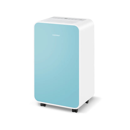 32 Pints/Day Portable Quiet Dehumidifier for Rooms up to 2500 Sq. Ft-Pink - Blue