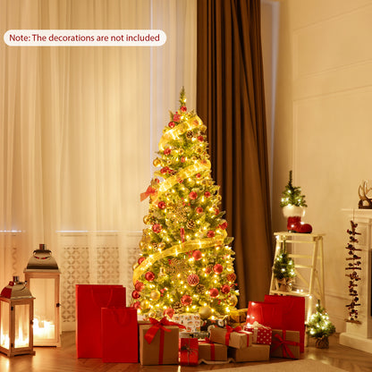 Pre-lit Artificial Pencil Christmas Tree with Pine Cones and Red Berries-5 ft