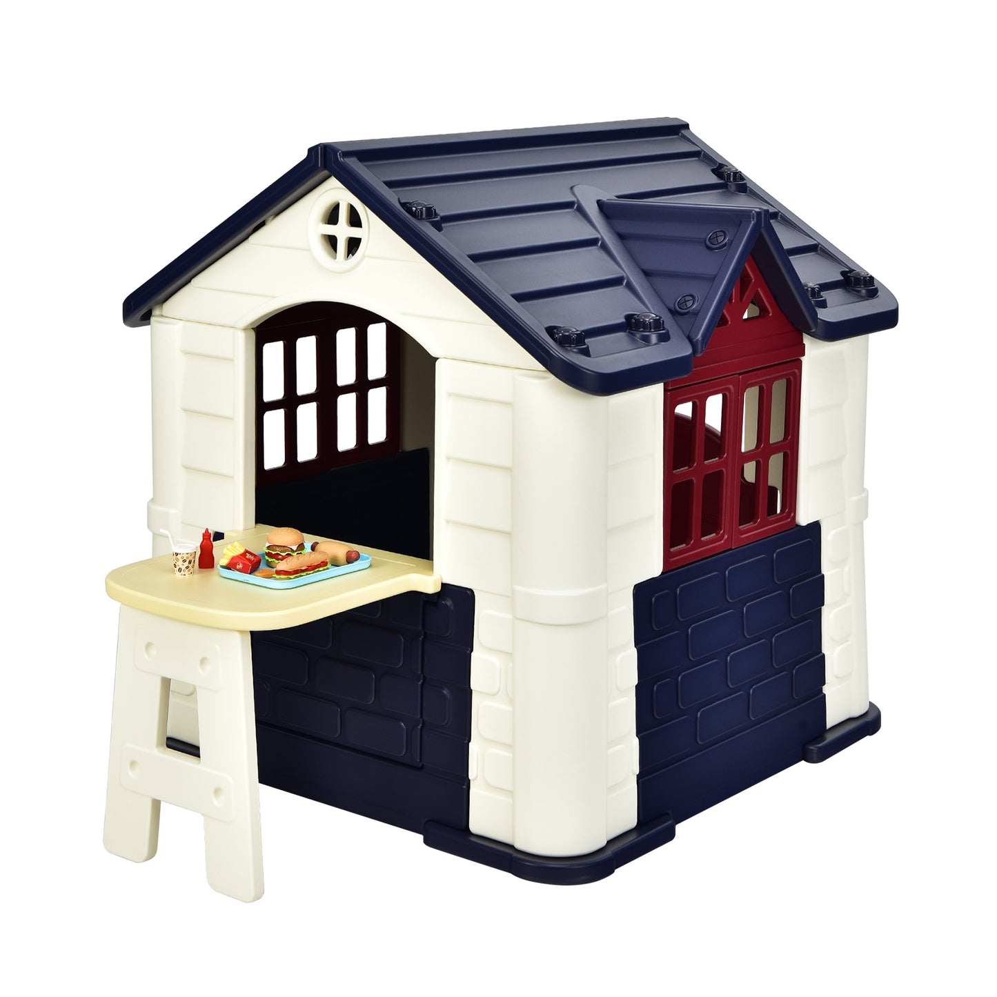 Kid’s Playhouse Pretend Toy House For Boys and Girls 7 Pieces Toy Set-Blue - Blue