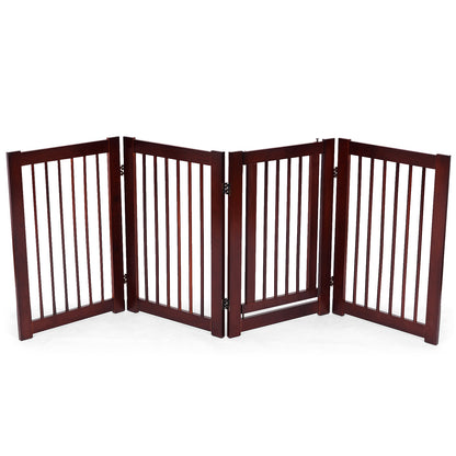 30 Inch Tall 4-Panel Freestanding Pet Gate Wooden Dog Fence