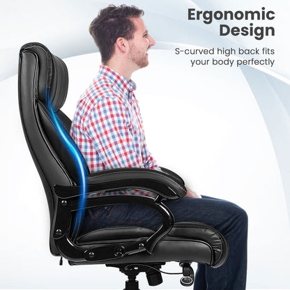 Big & Tall 400lb PU Leather Massage Office Chair-Black