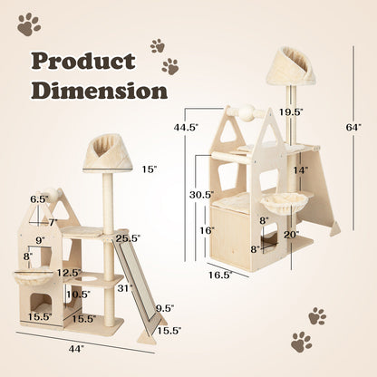 Multi-Level Cat Tree with Sisal Scratching Post-Beige