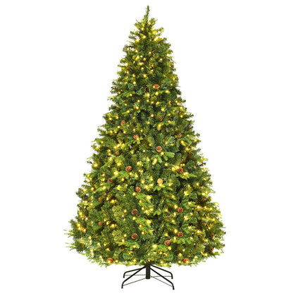 7.5 ft Artificial Christmas Tree with LED Lights and Pine Cones