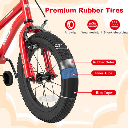 16-Inch Kids Bike Ages 4-7 with Handbrake and Coaster Brake and Bell Ring-16 inches