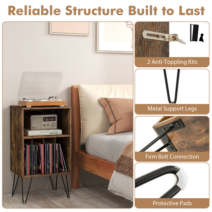 Record Player Stand with Charging Station