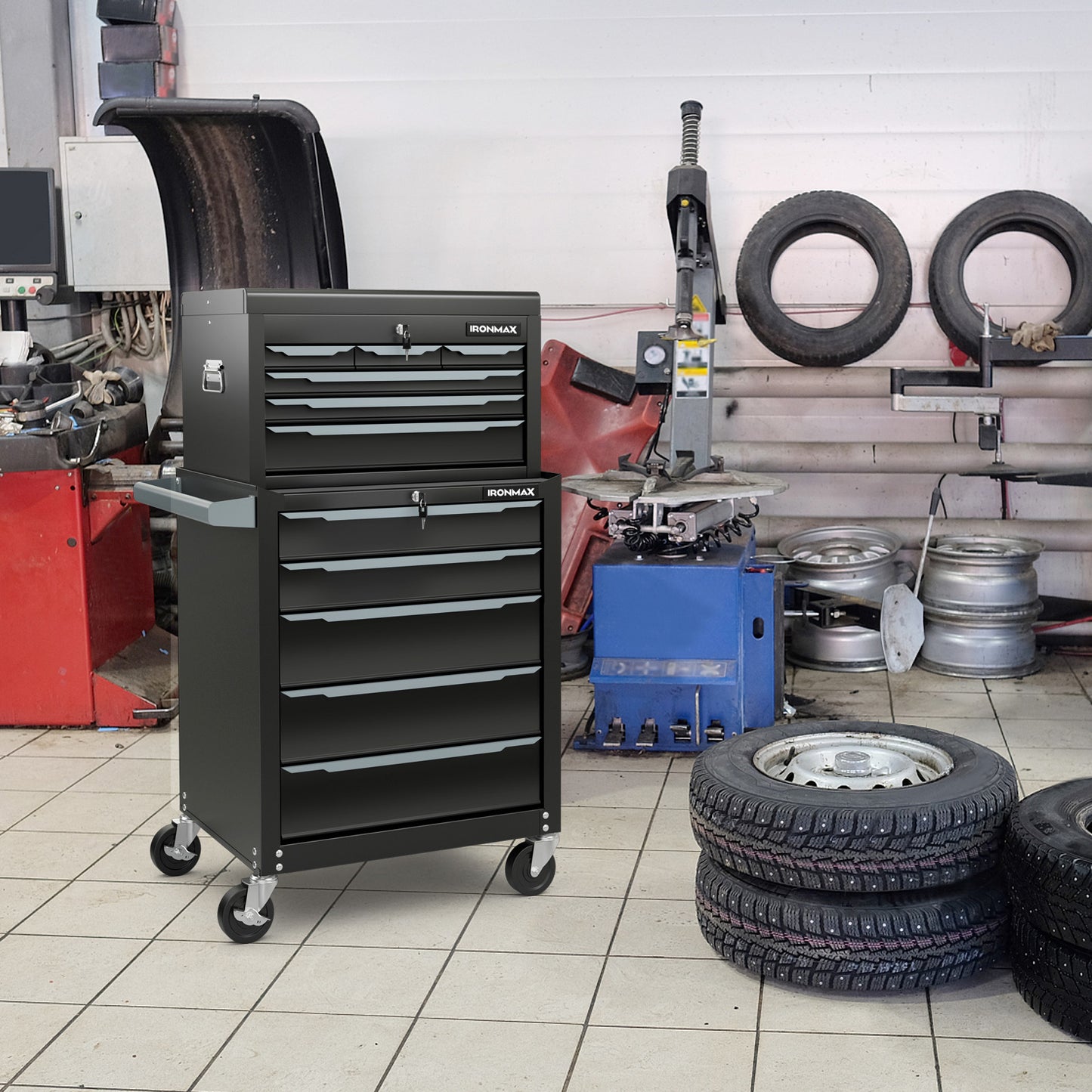 Rolling Steel Tool Chest with 11 Drawers & Locking System