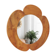 29 Inch Rustic Hanging Vanity Mirror with Teak Wood Frame