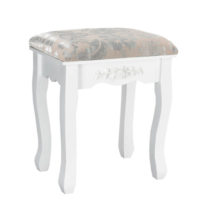 Vanity Table Set with Oval Mirror and 4 Drawers-White