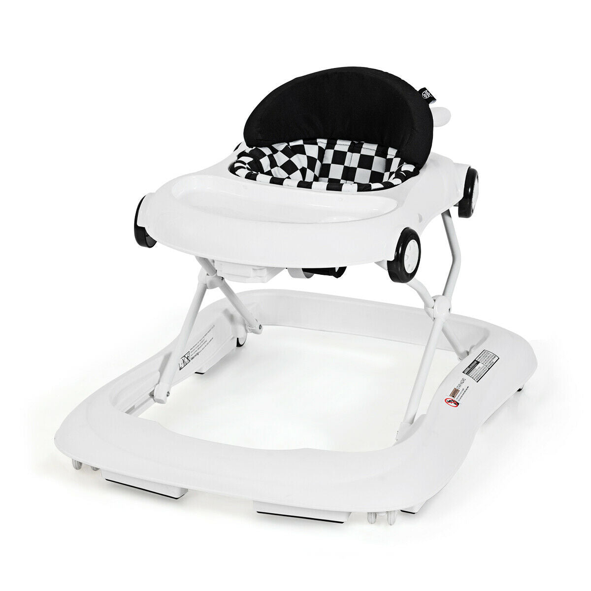 2-in-1 Foldable Baby Walker with Music Player and Lights-White