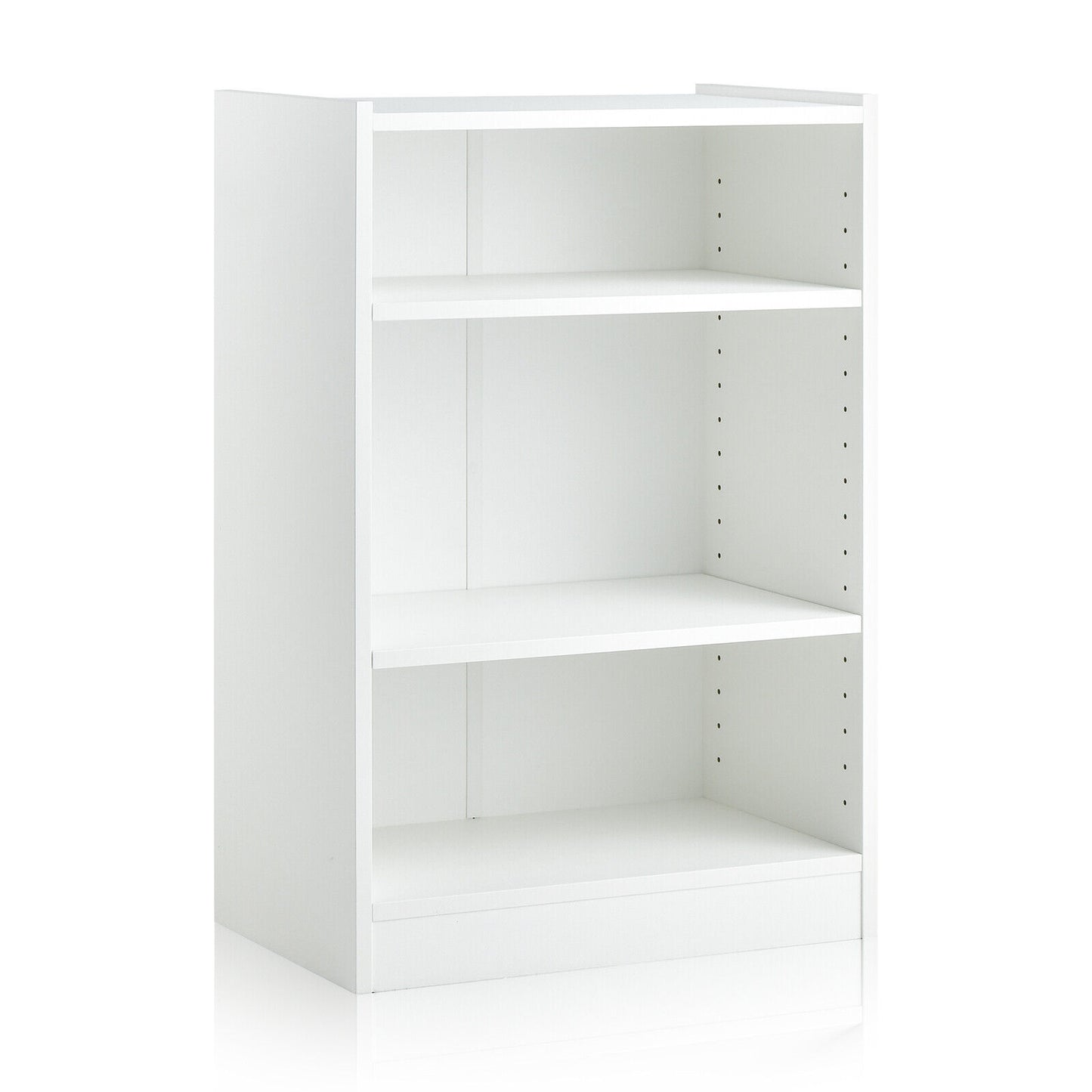 3-Tier Bookcase Open Display Rack Cabinet with Adjustable Shelves-Black - White