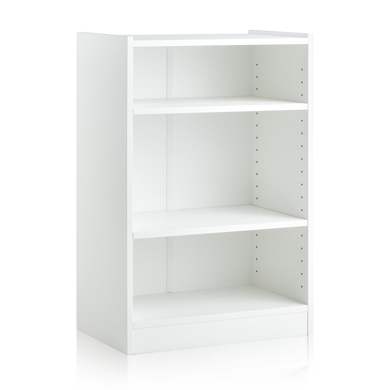 3-Tier Bookcase Open Display Rack Cabinet with Adjustable Shelves-Black - White