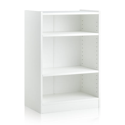 3-Tier Bookcase Open Display Rack Cabinet with Adjustable Shelves-Black - White