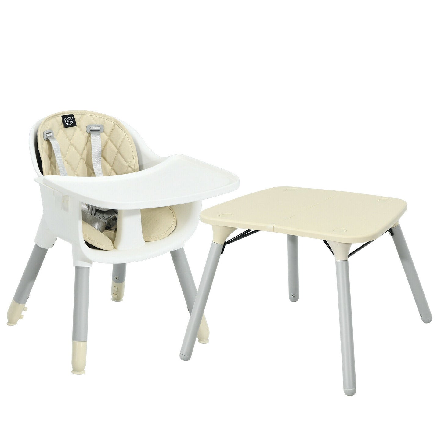 4-in-1 Baby Convertible Toddler Table Chair Set with PU Cushion