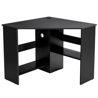 Corner Computer Desk with Storage Shelf - Triangle Design
