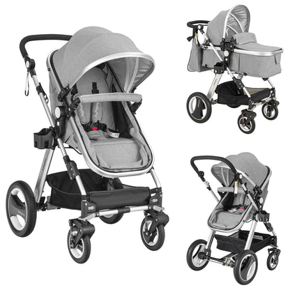 Folding Aluminum Baby Stroller Baby Jogger with Diaper Bag-Blue - Gray