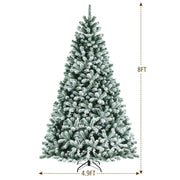 6 Feet Pre-lit Snow Flocked Hinged Christmas Tree with 928 Tips and Metal Stand